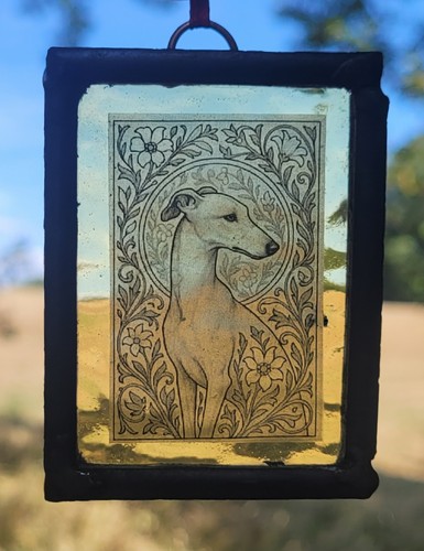 Stained glass greyhound - stained,