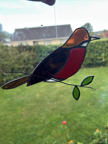 Stained glass leaded robin - stained,