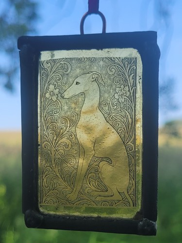 Stained glass greyhound dog - greyhound,
