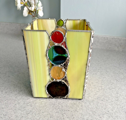 Stained glass lead candle - &,