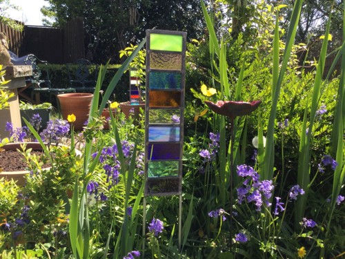 Stained glass garden sculpture - garden,