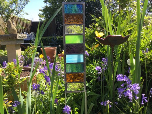 Stained glass garden sculpture - glass,