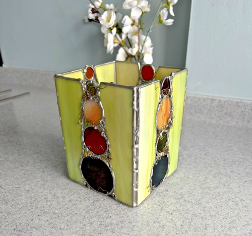 Stained glass lead candle - stained,
