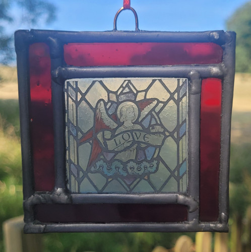 Stained glass angel love - glass,