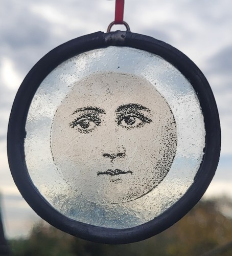 Stained glass moon suncatcher - stained,