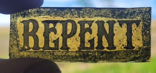 Stained glass repent church - stained,