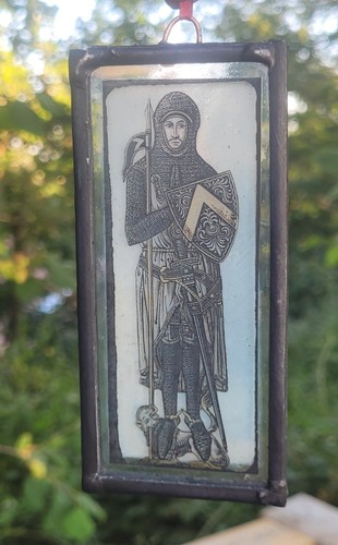 Stained glass medieval knight - stained,