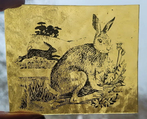 Stained glass brown hare - glass,