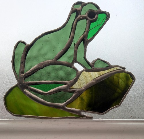 Stained glass frog - frog., window