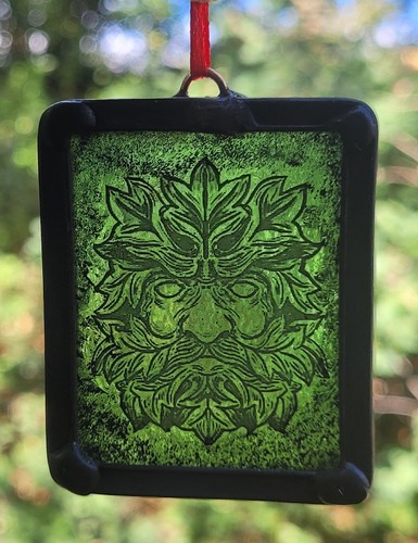 Stained glass green - green, man