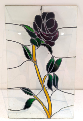 Vintage stained glass - glass, rose