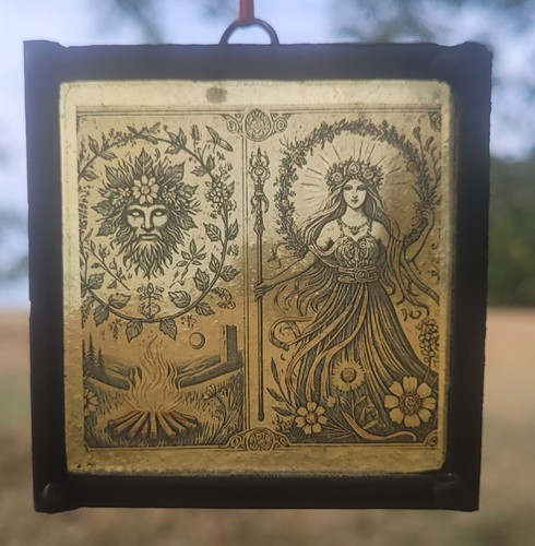 Stained glass green man - man, &