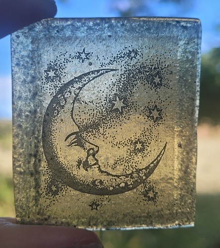 Stained glass moon painted - stained,