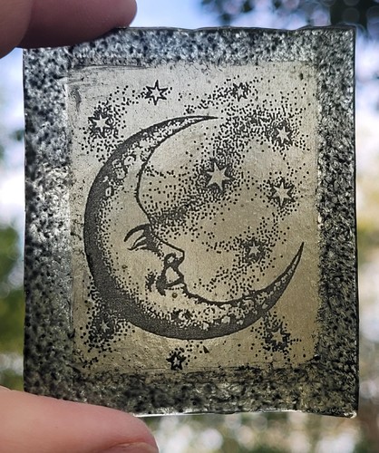Stained glass moon painted - stained,